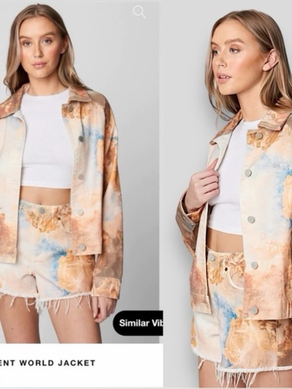 Blank NYC Different World Luxury Celestial Print Denim Trucker Jacket Large